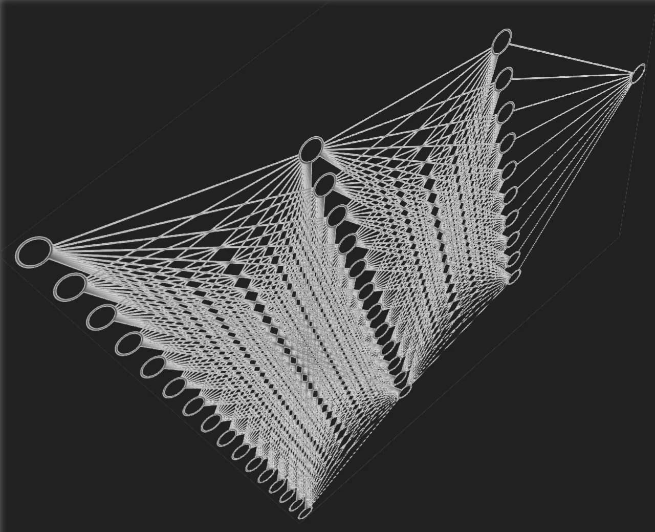 Artificial Neural Network Architecture - Multi-layered computational neurons analyzing complex data